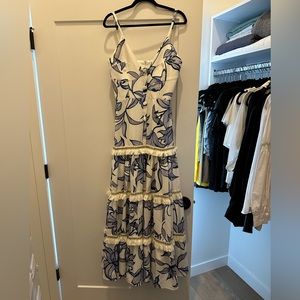 Patino Stargazer Fringe Trim Floral Maxi Dress